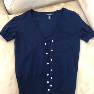 WHBM Navy blue sh sleeved cardigan. XS